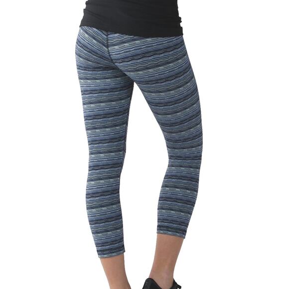 Lululemon Wunder Under Crop Yoga Pant Legging Sapphire Space Dye EUC 6 - Picture 1 of 6